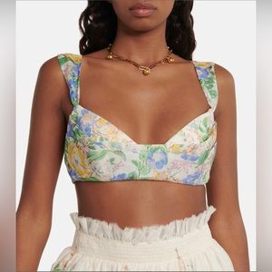 Zimmermann Floral linen and silk bustier top. New!